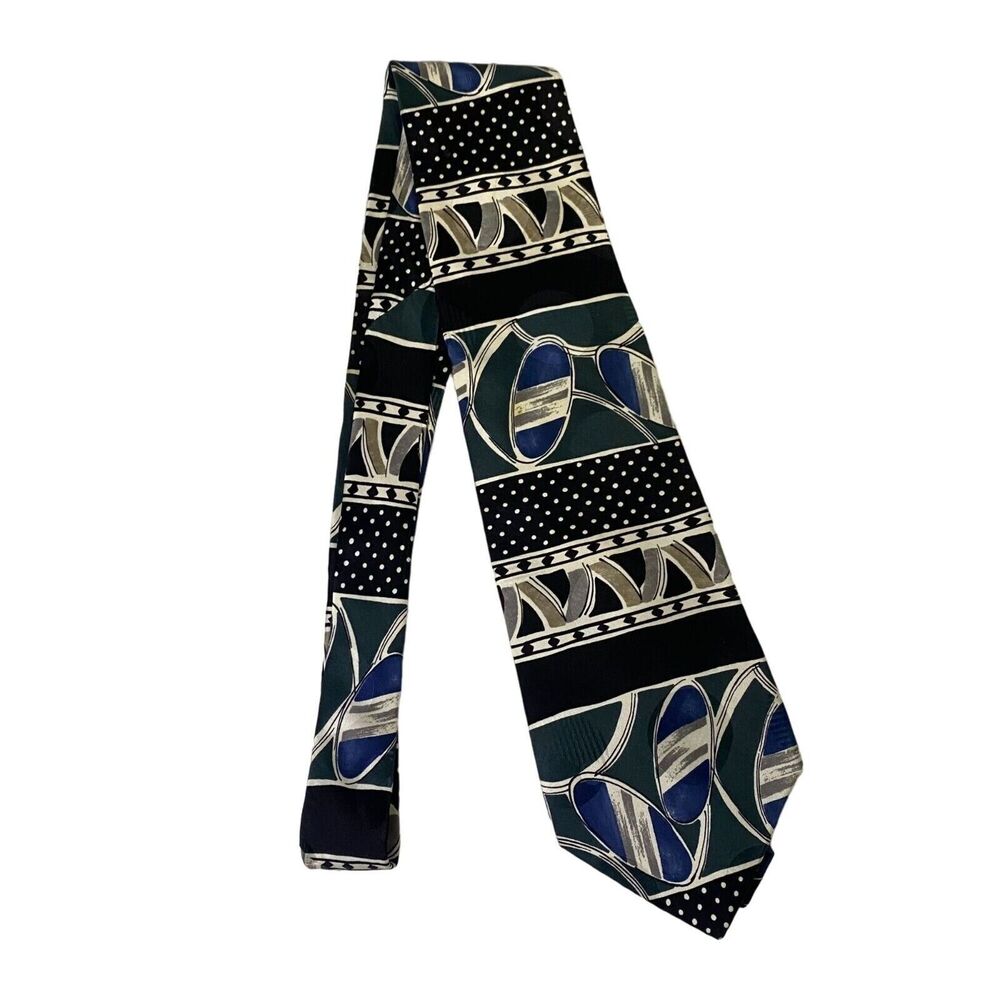 #6596 J.T. Beckett Mens Shades of Blue with Dots and Abstract Pattern Mens Neckt